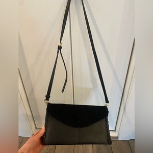 Sole Society vegan black leather and suede crossbody bag